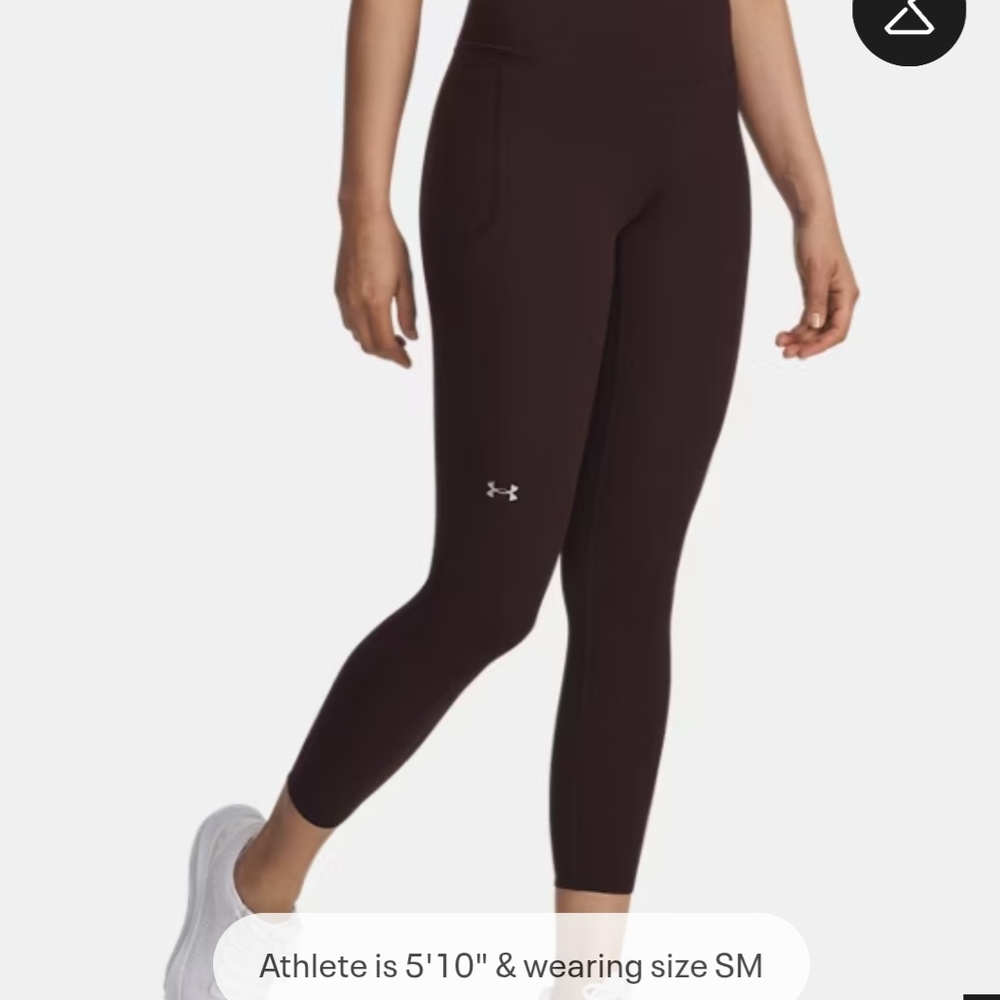 Under Armour Women's Dark Brown Leggings With Double Pockets, Classic Fit.